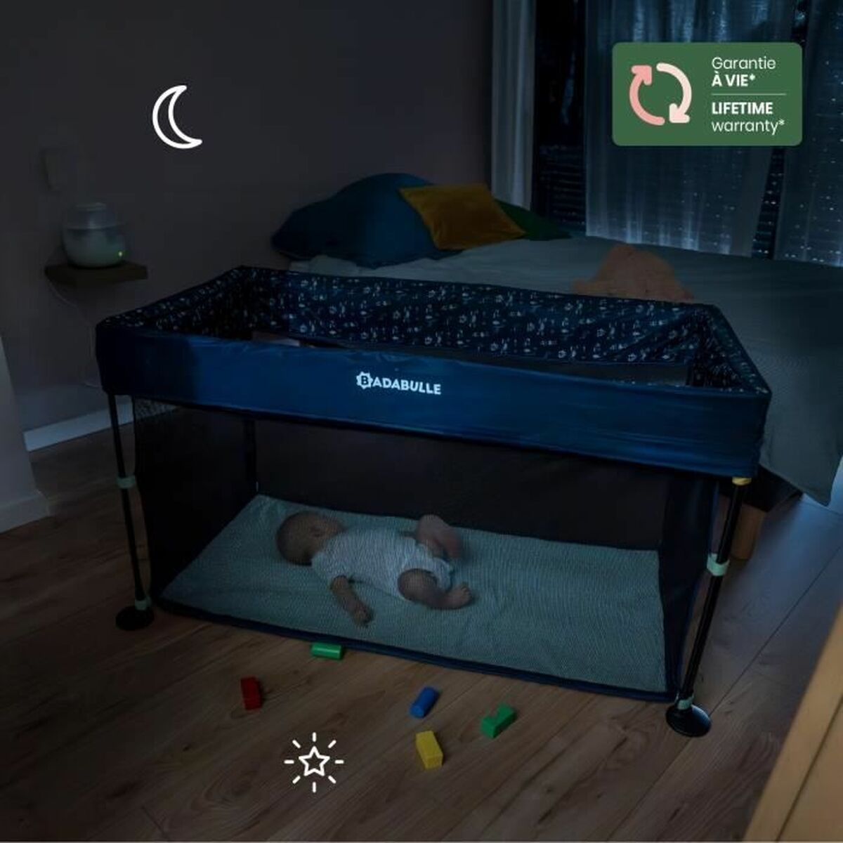 Badabulle Babybettchen blau - 61cm Kunststoff Babybett