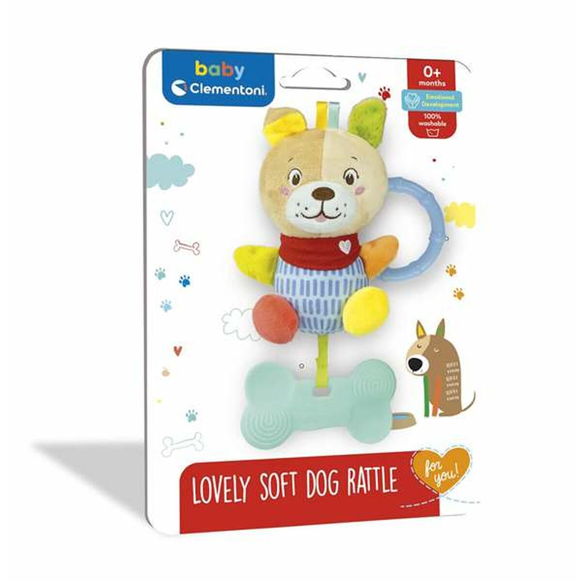 Clementoni Lovely Dog Plüschtier mit Rassel 25cm