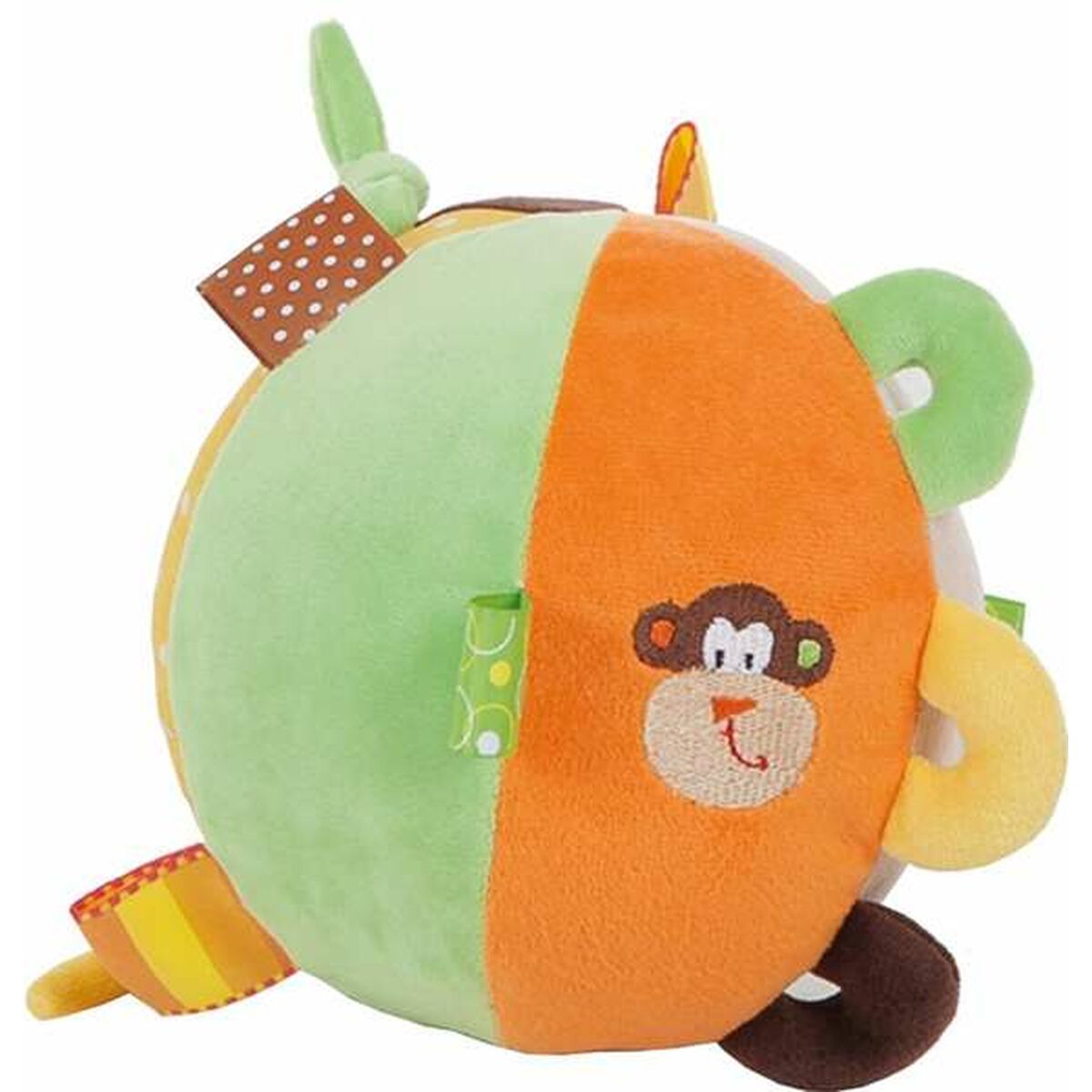 Weiches Ball Stofftier Affe 16cm Durchmesser Kuscheltier für Babys