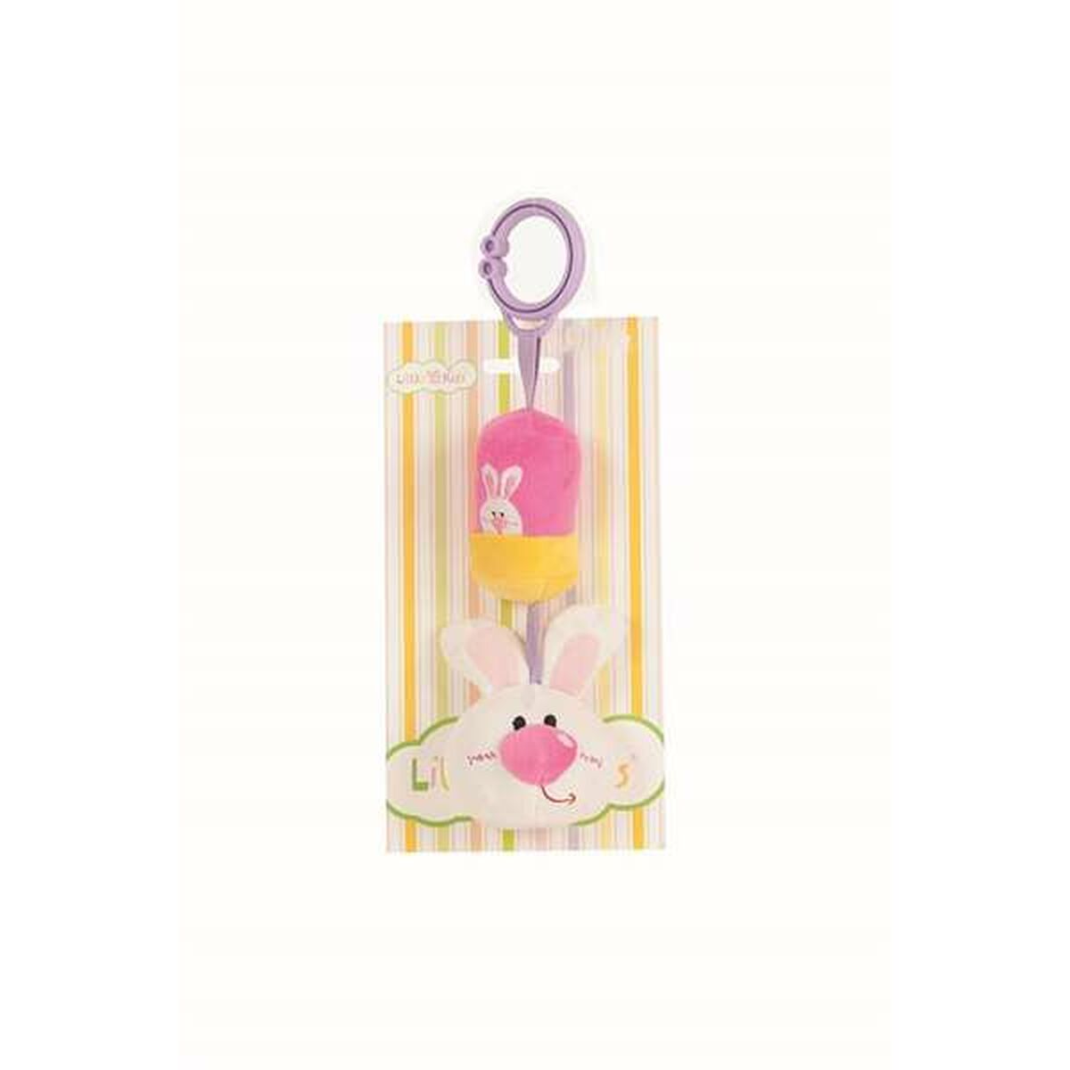 Rassel Hase Schelle 24 cm grau aus Plüsch mit Glöckchen für Babys