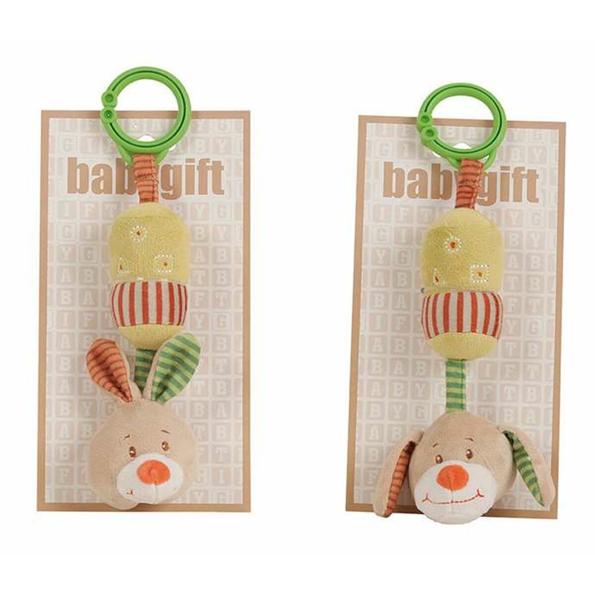 Baby Rassel mit Hase und Hund Figur und Schelle - Babyspielzeug