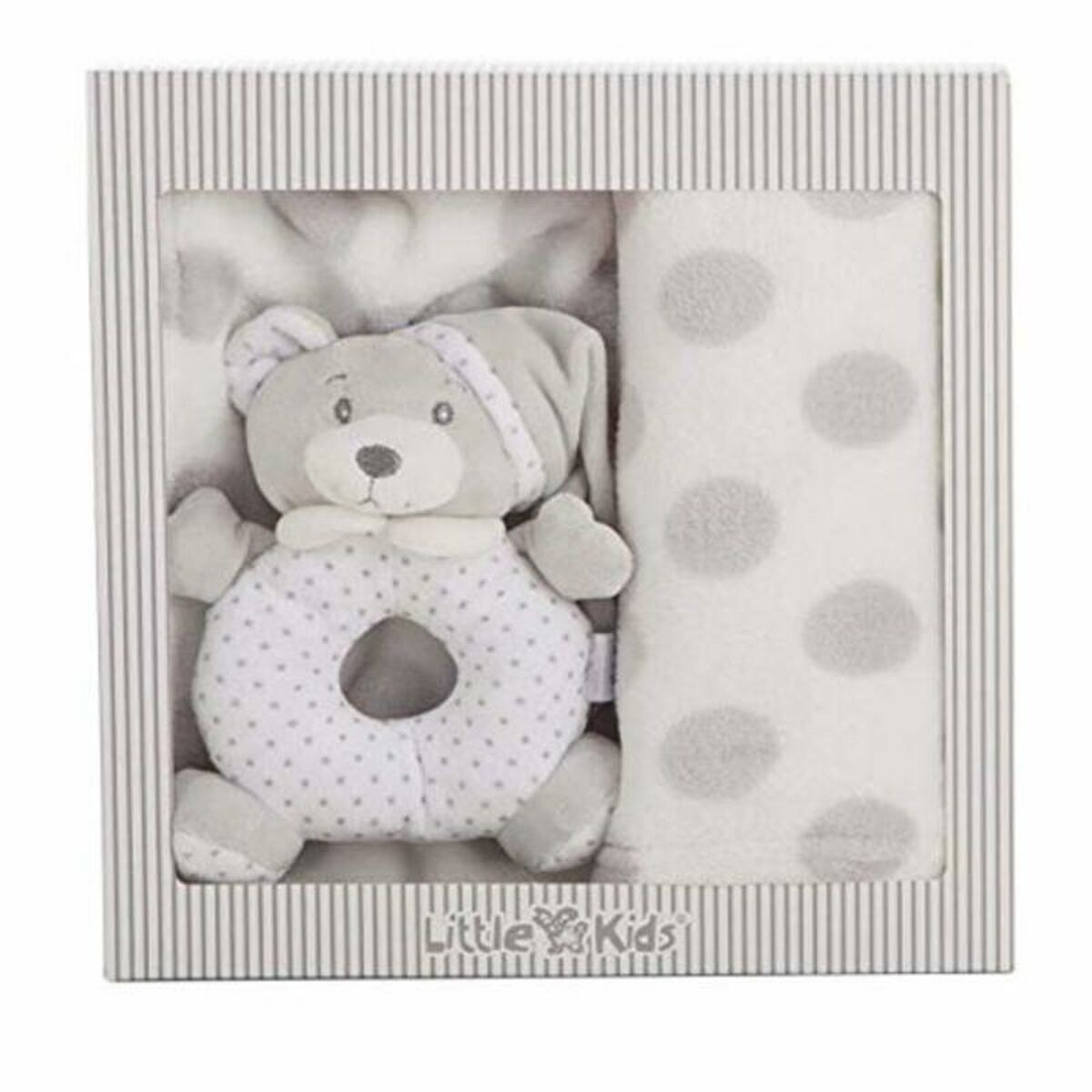 Babydecke Rassel Grau 100 x 75 cm - Kuscheldecke für Babys
