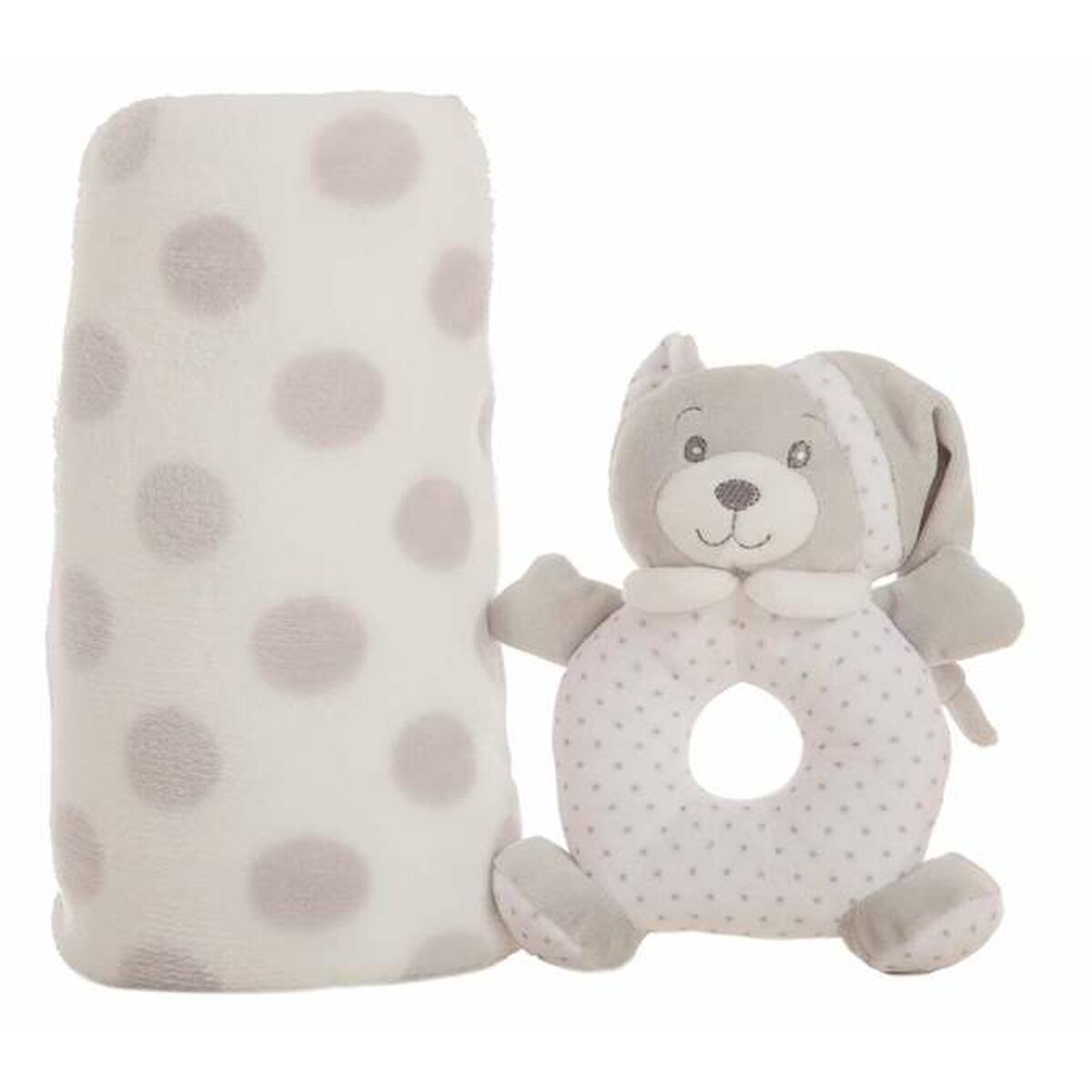 Babydecke Rassel Grau 100 x 75 cm - Kuscheldecke für Babys