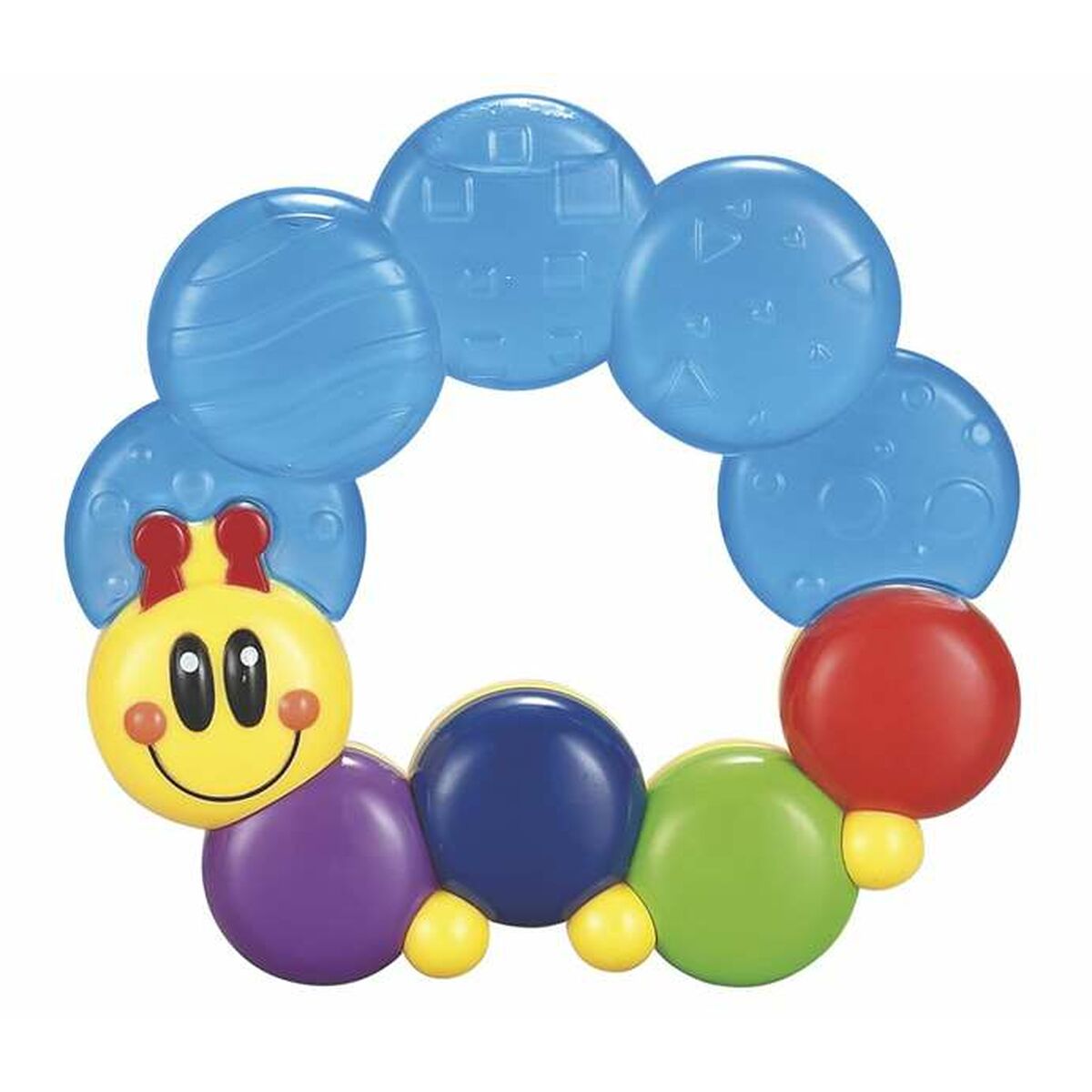 Beiss-Rassel Wurm 12 cm - buntes Babyspielzeug für Neugeborene