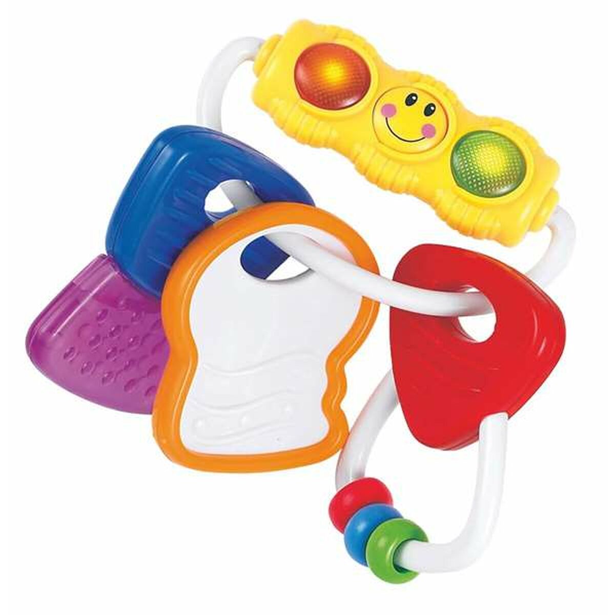 Babyrassel mit Beißring und Licht 12 cm, sensorisches Spielzeug für Babys