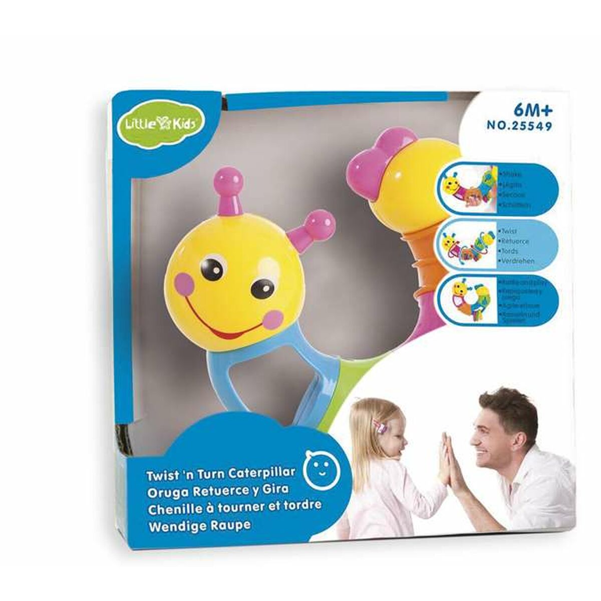 Buntes Geschicklichkeitsspiel Raupe für Babys ab 6 Monaten, 13x14 cm