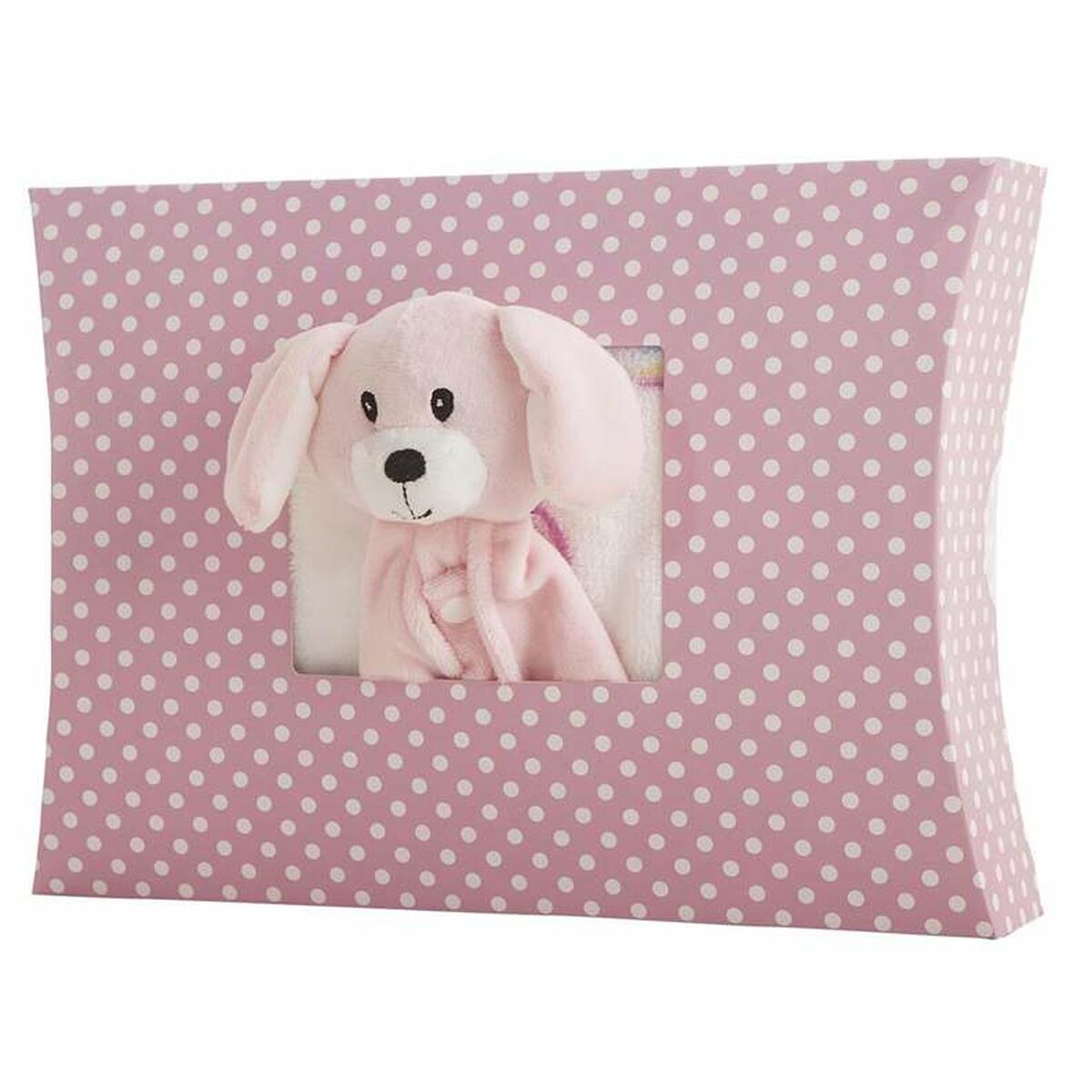 Babydecke mit Kuscheltier Blau Rosa 90x75 cm