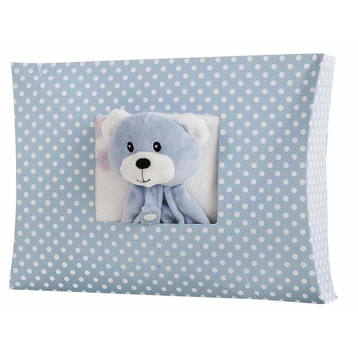 Babydecke mit Kuscheltier Blau Rosa 90x75 cm