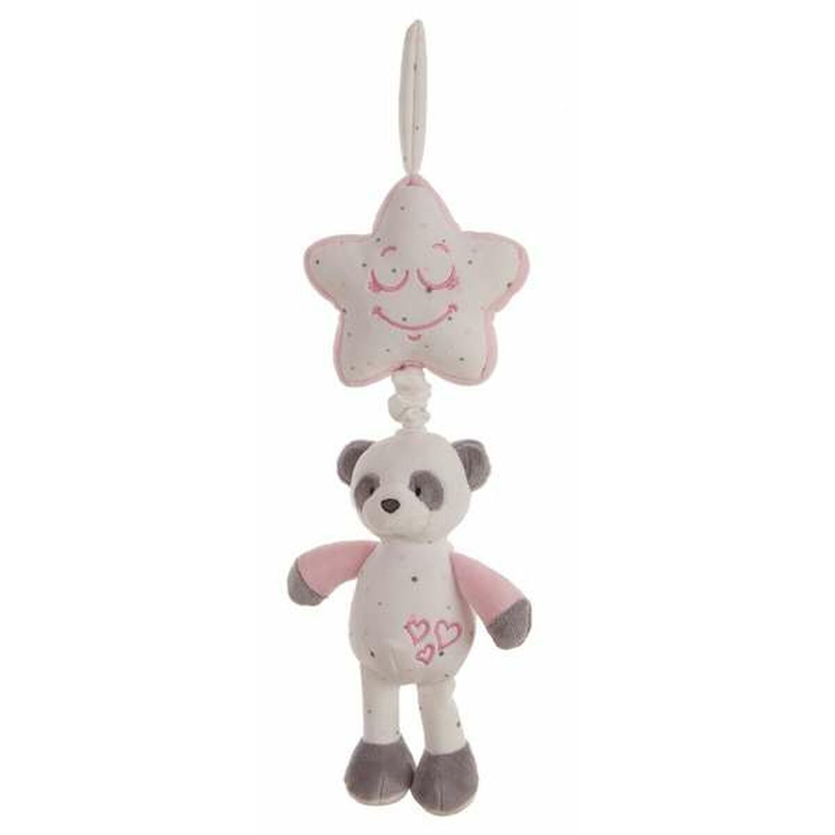 Musik-Rassel Baby Panda 35 cm rosa mit Stern-Design von BigBuy Fun