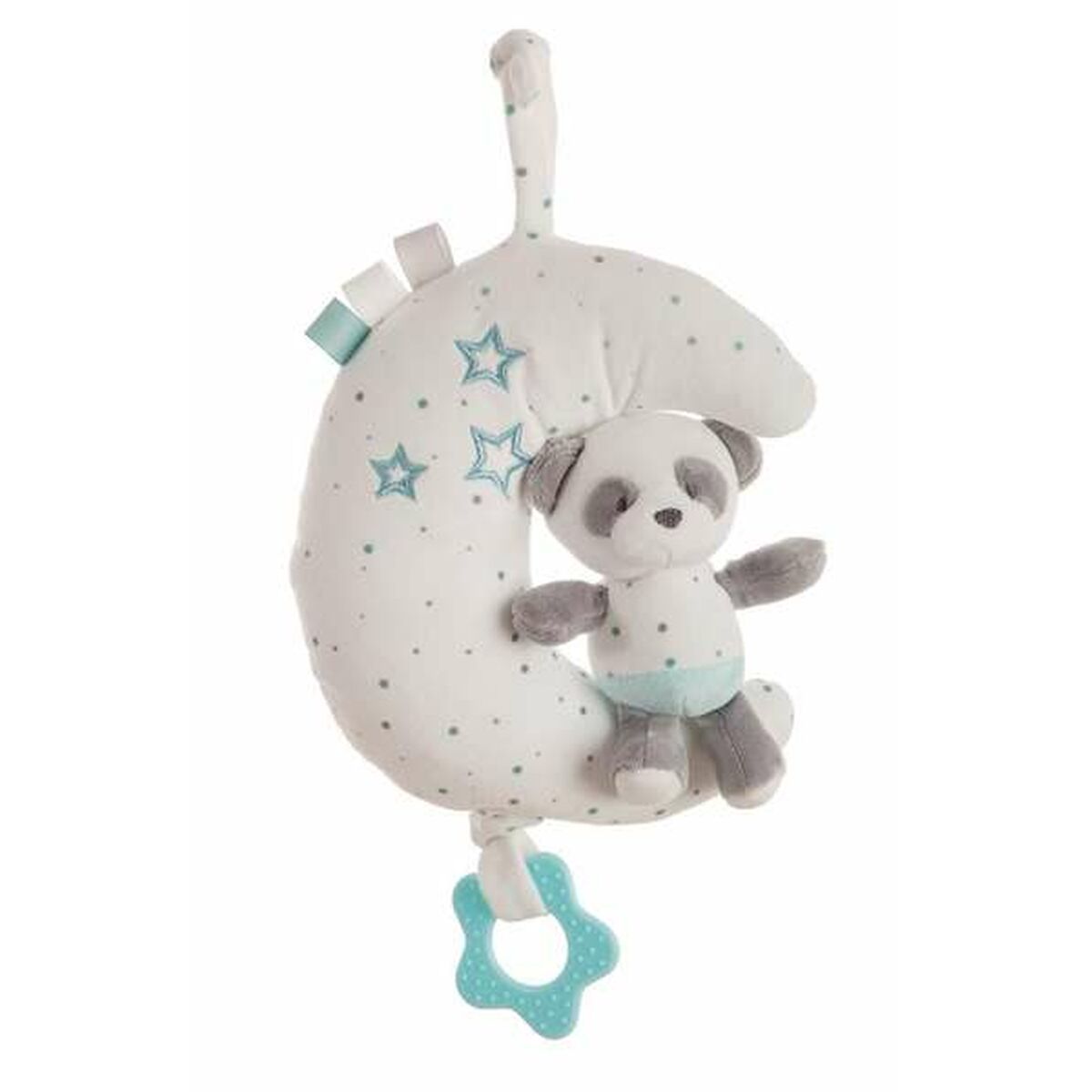 Musik-Rassel Baby Panda Blau 25 cm mit Mond-Design und Rastelsound