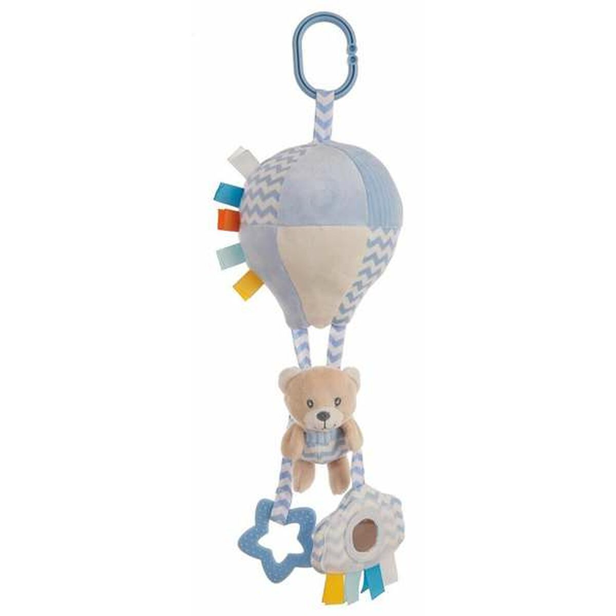 Blauer Plüschtier Bär 40 cm mit Rassel und Luftballon Activity-Element
