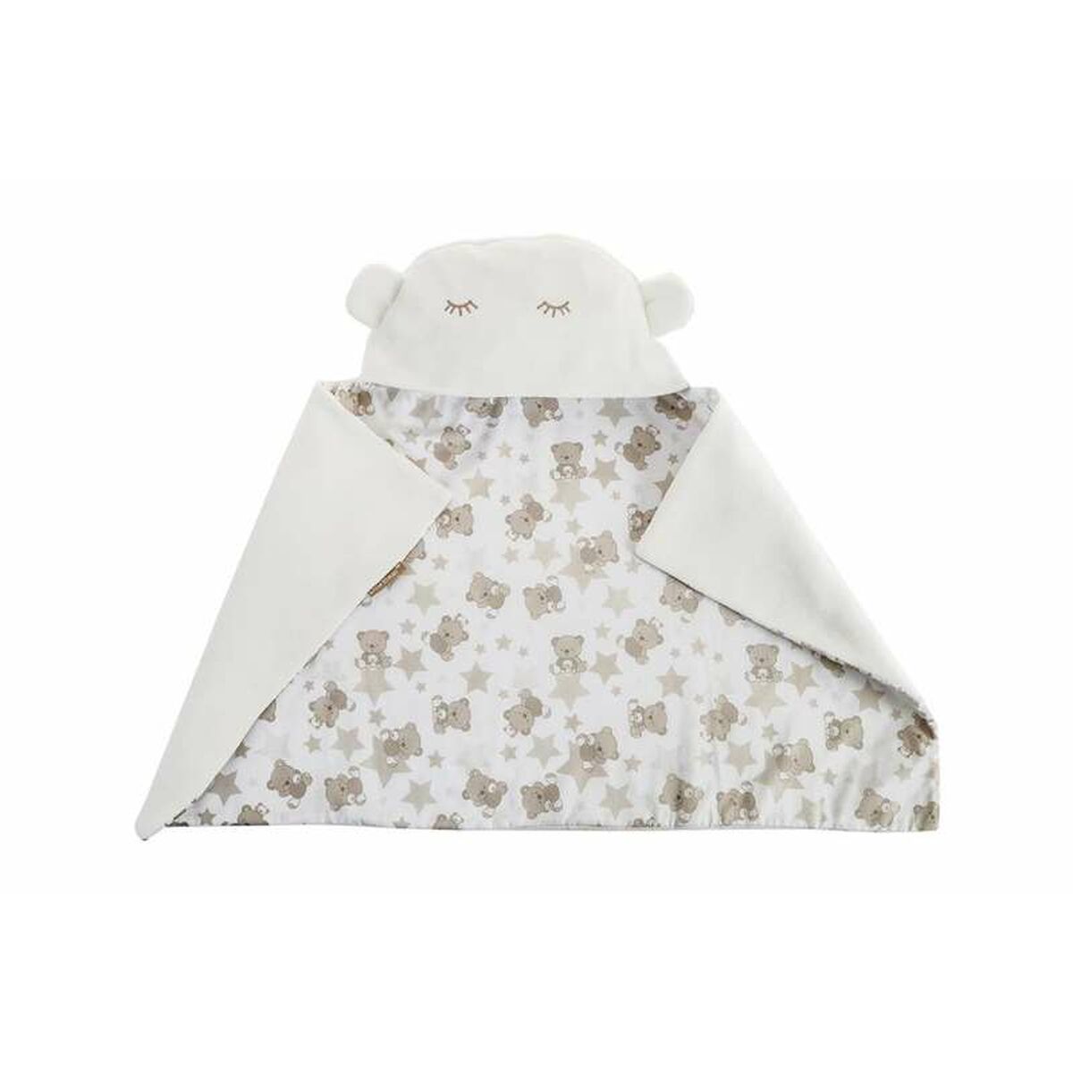 Babydecke Reversibel mit Kapuze 90x66 cm - Osos