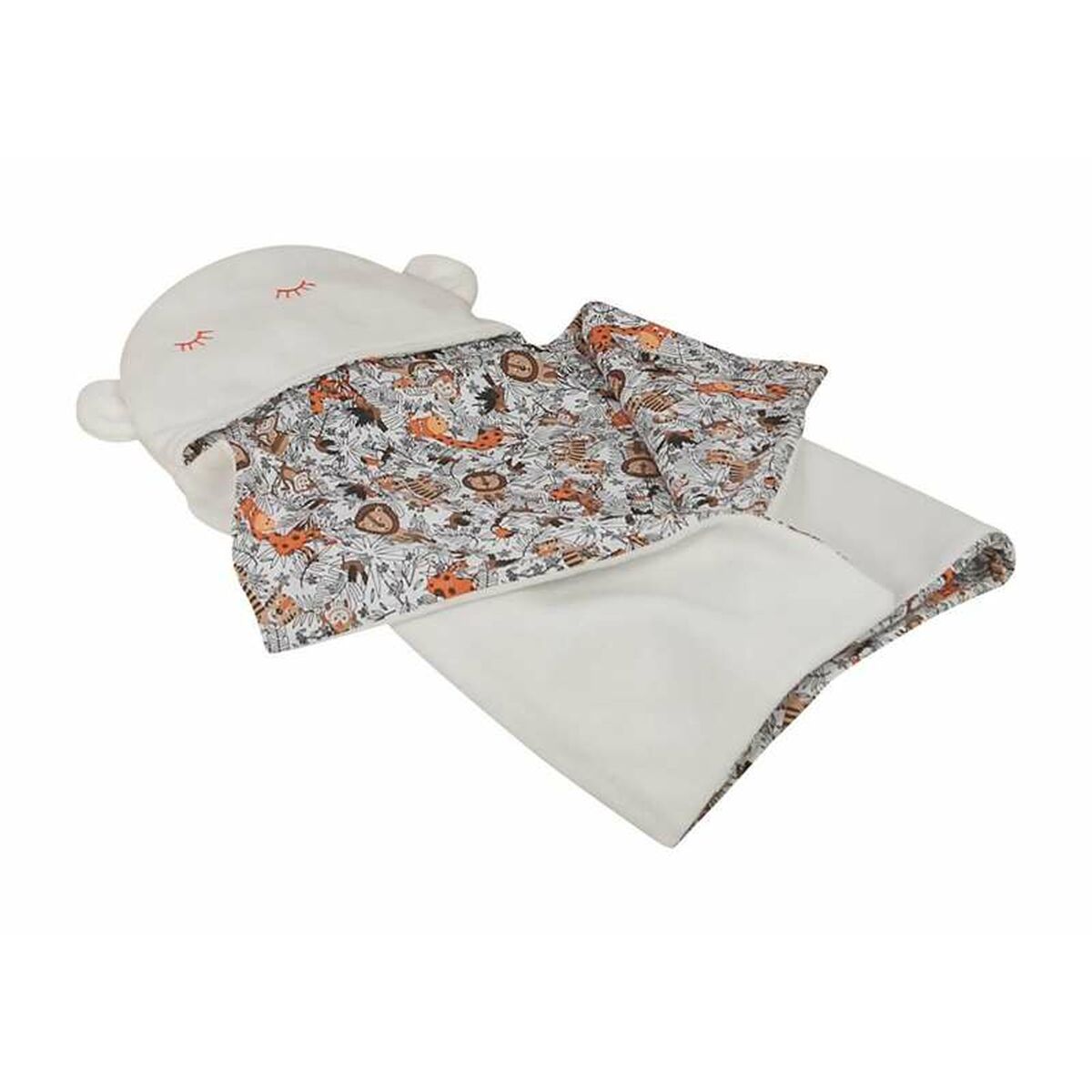 Babydecke reversibel mit Kapuze 90x66cm Dschungel