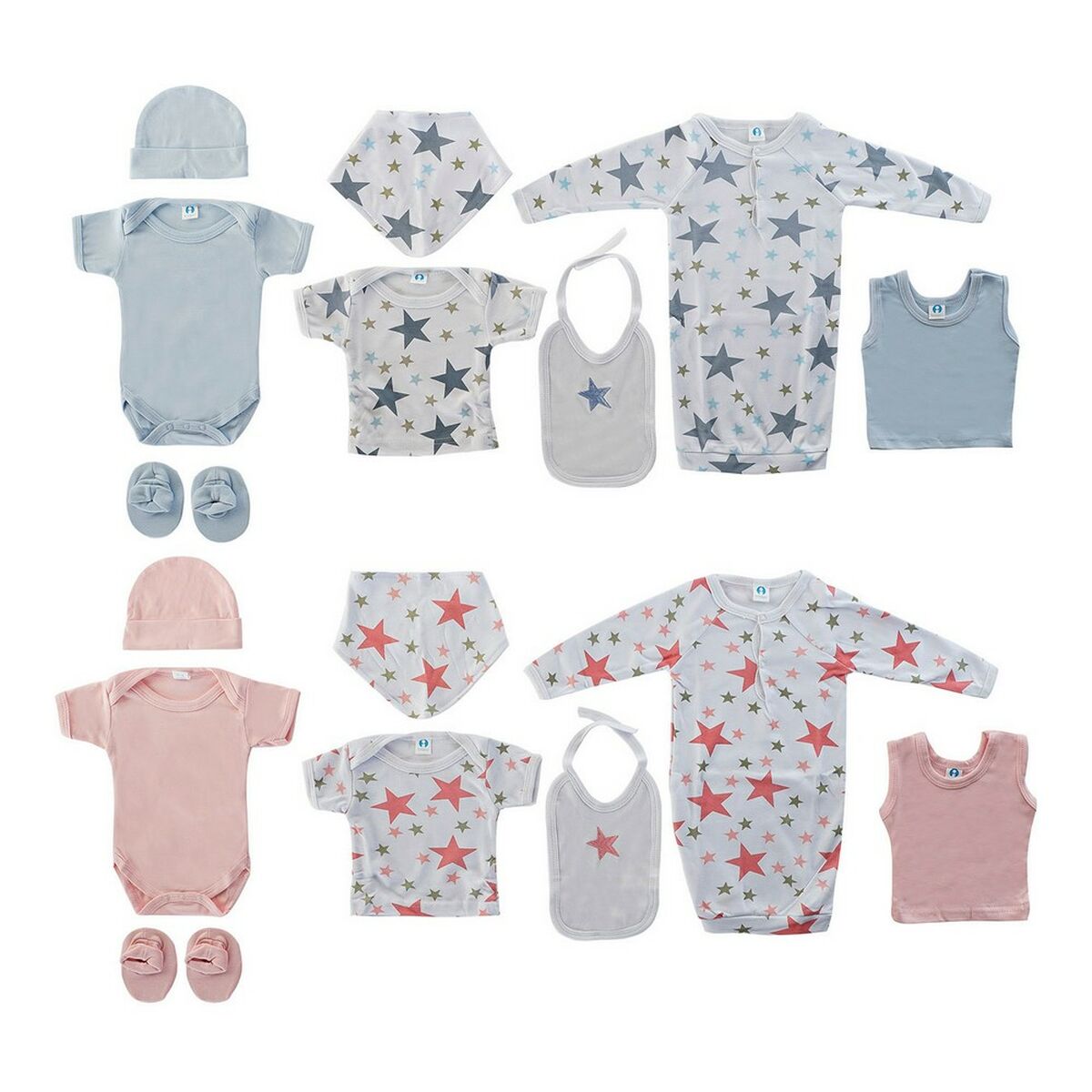 Baby-Geschenk-Set DKD Home Decor BE-177919 Blau Rosa 0-6 Monate 7 Stücke (2 Stück)