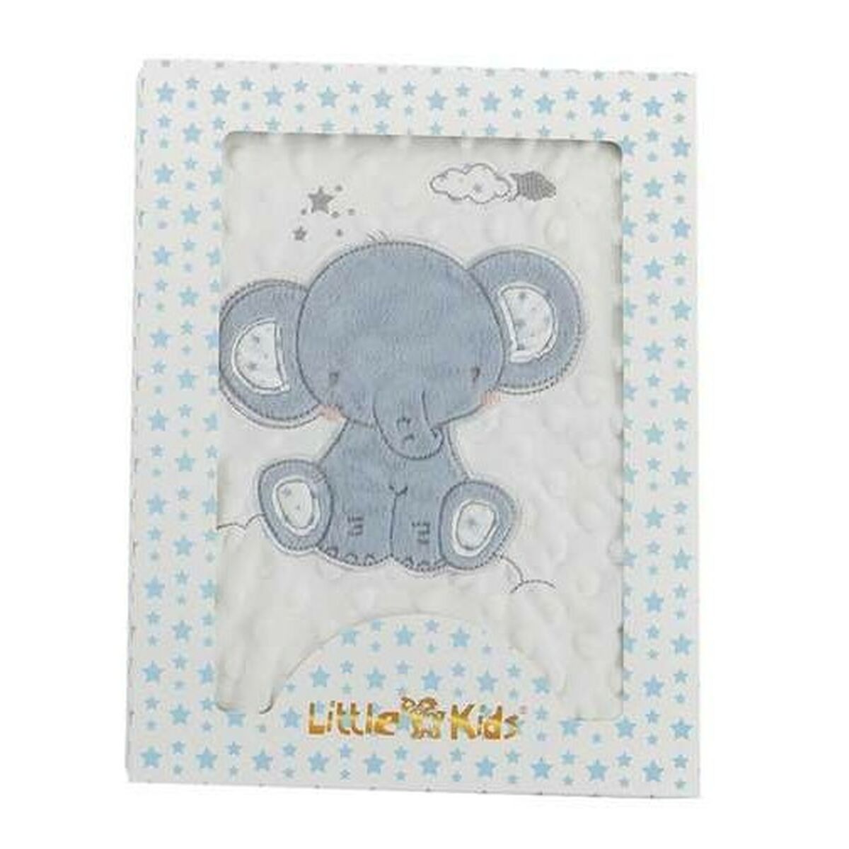 Babydecke Elefant Blau 100x75 cm - Beidseitig Stickerei